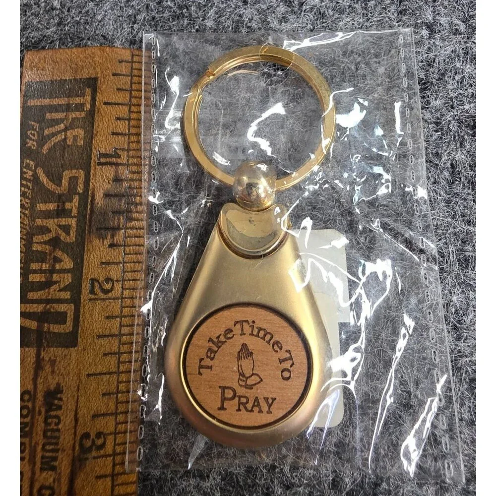 Goldtone Take Time To Pray Keychain